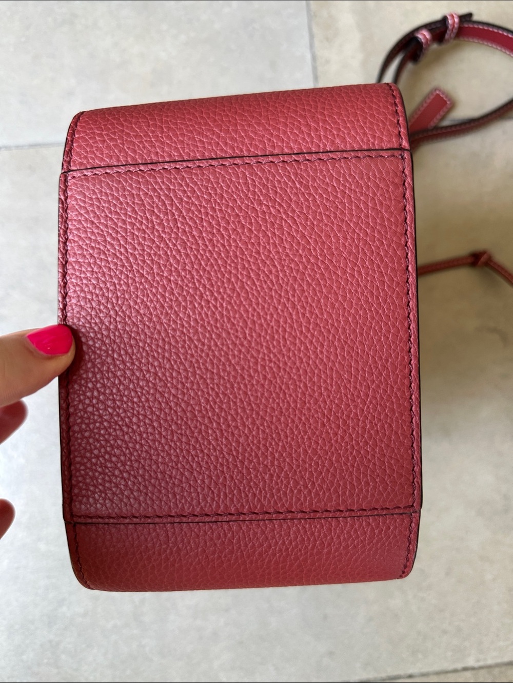 Loewe Authentic Burgundy Garnet Pebbled Leather Mini Hammock Crossbody - Picture 9 of 11